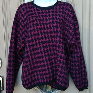 Awesome Vintage 80's Gap Houndstooth Wool Sweater Sz L